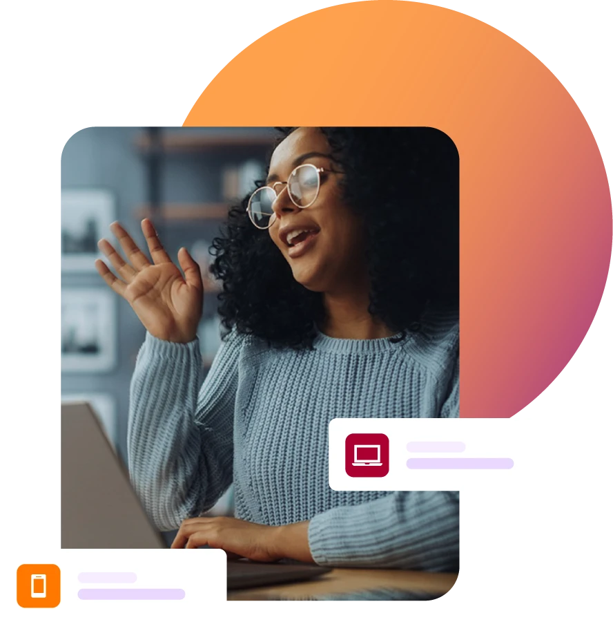 Lady on video call