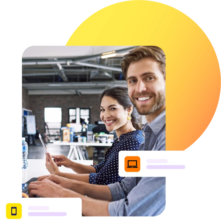 Two people in office